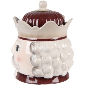 Barattolo con coperchio Clayre & Eef 6CE2257 Beige-Rosso 16x19 cm