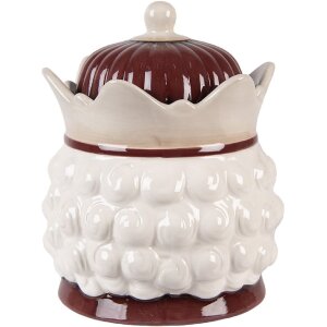 Barattolo con coperchio Clayre & Eef 6CE2257 Beige-Rosso 16x19 cm