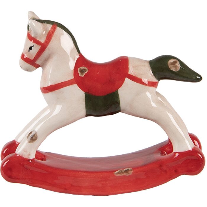 Cavallo a dondolo decorativo Clayre & Eef 6CE2263 Beige/Rosso 12x4x11 cm