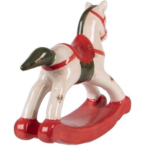 Cavallo a dondolo decorativo Clayre & Eef 6CE2263 Beige/Rosso 12x4x11 cm