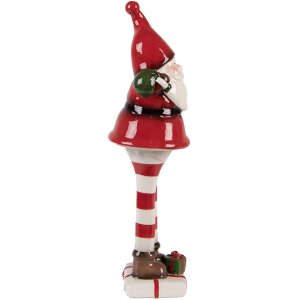 Decorazione Babbo Natale Clayre & Eef 6CE2264 7x7x23 cm Rosso/Bianco