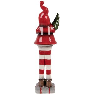 Clayre & Eef 6CE2265 Decorazione Babbo Natale Rosso Bianco 9x8x30 cm