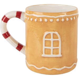 Tazza con coperchio Clayre & Eef 6CEMU0213 Marrone-Bianco 350ml