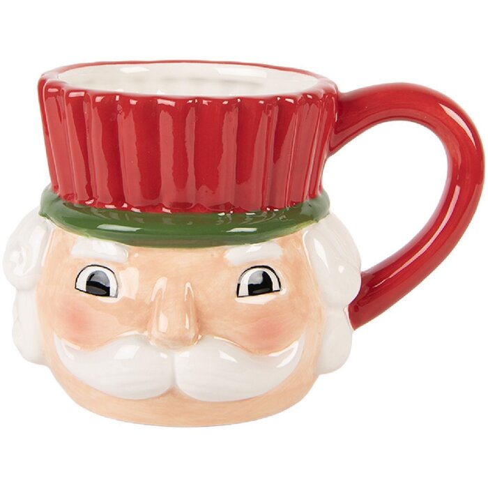 Tazza in ceramica di Dolomite Clayre & Eef 14x11x10 cm 350 ml Rosso e Bianco