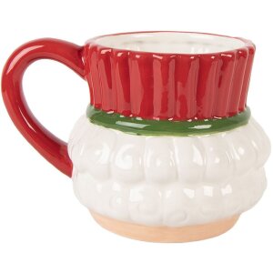 Tazza in ceramica di Dolomite Clayre & Eef 14x11x10 cm 350 ml Rosso e Bianco