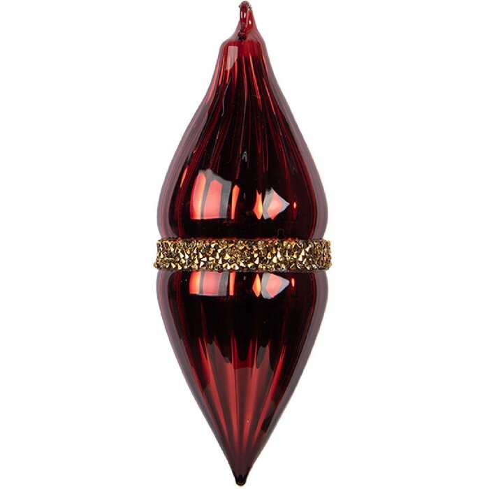 Clayre & Eef 6GL5095 Palla per albero di Natale Rosso-Oro 6x17 cm