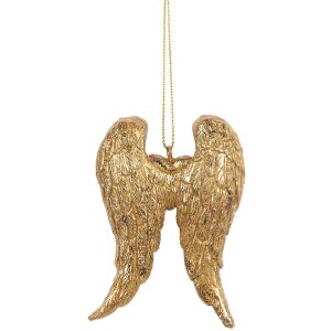 Clayre & Eef 6PR5641 Decorazione Ciondolo Ali Color Oro 6x2x9 cm