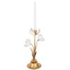 Portacandele in ferro Clayre & Eef 6Y5805 16x11x30 cm Oro / Bianco