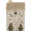 Clayre & Eef 6CE2278 Portacandele Casa 9x8x15 cm Grigio/Beige