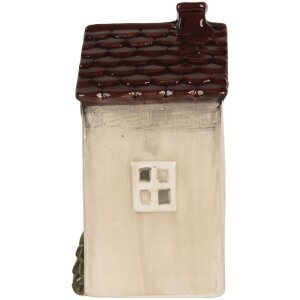 Portacandele a forma di casa Clayre & Eef 6CE2279 Beige/Rosso 10x8x15 cm