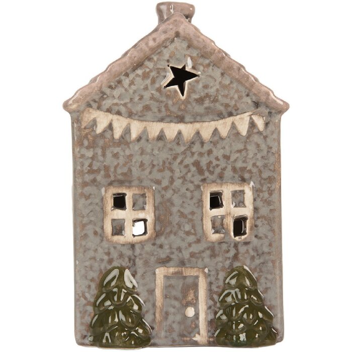 Clayre & Eef 6CE2280 Portacandele Casa Blu Rosa 10x8x15 cm