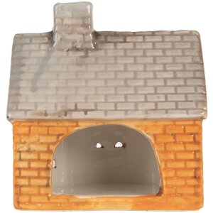 Portacandele a forma di casa Clayre & Eef 6CE2283 Arancione Beige 13x8x14 cm