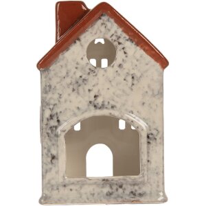 Portacandele Clayre & Eef 6CE2284 Casa 8x7x13 cm Grigio Rosso