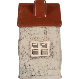 Portacandele Clayre & Eef 6CE2284 Casa 8x7x13 cm Grigio Rosso