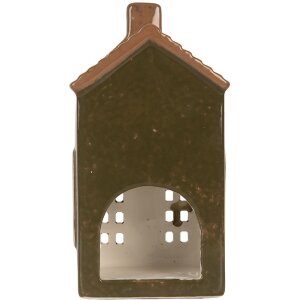 Clayre & Eef 6CE2285 Portacandele Casa Verde/Marrone 8x6x16 cm