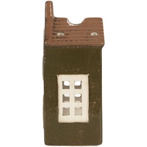 Clayre & Eef 6CE2285 Portacandele Casa Verde/Marrone 8x6x16 cm