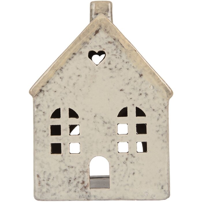 Portacandele a forma di casa Clayre & Eef 6CE2290 11x7x16 cm Grigio/Beige