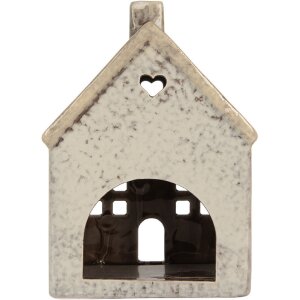 Portacandele a forma di casa Clayre & Eef 6CE2290 11x7x16 cm Grigio/Beige