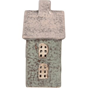 Portacandele a forma di casa Clayre & Eef 6CE2292 Verde Rosa 8x7x14 cm