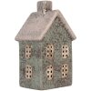 Portacandele a forma di casa Clayre & Eef 6CE2292 Verde Rosa 8x7x14 cm