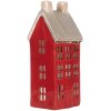 Portacandele a forma di casa Clayre & Eef 6CE2294 Rosso Grigio 7x7x18 cm