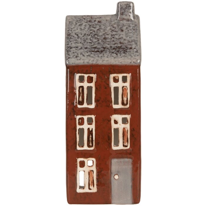 Portacandele a forma di casa Clayre & Eef 6CE2295 10x7x26 cm Marrone Grigio