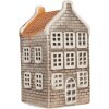 Portacandele a forma di casa Clayre & Eef 6CE2304 7x7x14 cm Grigio-Arancio