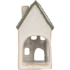 Clayre & Eef 6CE2308 Portacandele Casa 7x7x13 cm grigio-verde