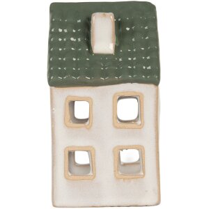 Clayre & Eef 6CE2308 Portacandele Casa 7x7x13 cm grigio-verde