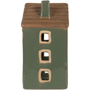 Portacandele a forma di casa Clayre & Eef 6CE2309 Verde Marrone 9x8x15 cm