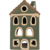 Portacandele a forma di casa Clayre & Eef 6CE2309 Verde Marrone 9x8x15 cm