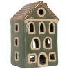 Portacandele a forma di casa Clayre & Eef 6CE2309 Verde Marrone 9x8x15 cm
