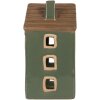 Portacandele a forma di casa Clayre & Eef 6CE2309 Verde Marrone 9x8x15 cm
