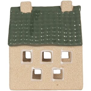 Portacandele a forma di casa Clayre & Eef 6CE2310 8x11x14 cm Beige-Verde