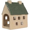 Portacandele a forma di casa Clayre & Eef 6CE2310 8x11x14 cm Beige-Verde