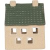Portacandele a forma di casa Clayre & Eef 6CE2310 8x11x14 cm Beige-Verde