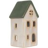 Clayre & Eef 6CE2311 Portacandele a forma di casa Beige Verde 9x8x18cm
