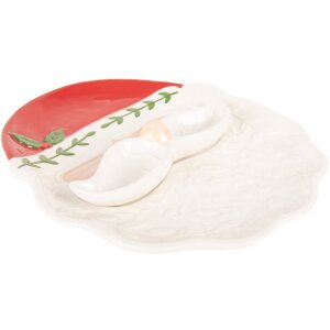 Clayre & Eef 6CE2365 Ciotola 29x26x5 cm bianca rossa stile rustico