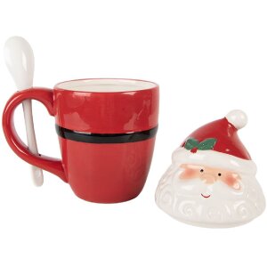 Tazza con coperchio e cucchiaino Clayre & Eef 6CEMU0218 300ml