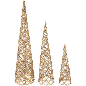 Set di 3 Coni Decorativi LED Clayre & Eef Ø 20x80/16x60/13x40 cm