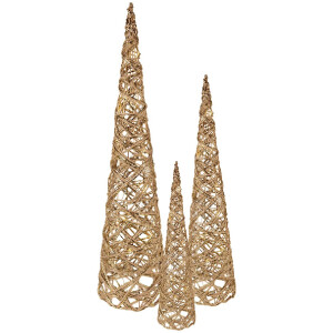 Set di 3 Coni Decorativi LED Clayre & Eef Ø 20x80/16x60/13x40 cm