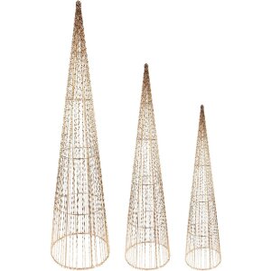 Clayre & Eef 50828 Cono Decorativo LED (Set 3) Ø 20x80/16x60/11x40 cm / 6xAA