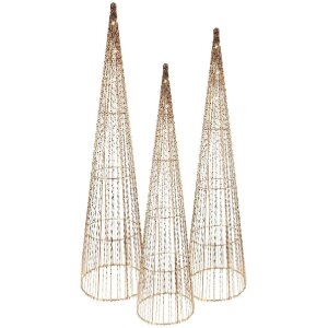 Clayre & Eef 50828 Cono Decorativo LED (Set 3) Ø 20x80/16x60/11x40 cm / 6xAA