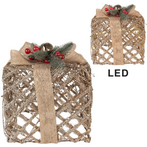 Clayre & Eef 66308 Decorazione Regalo LED Set da 3 Dorato