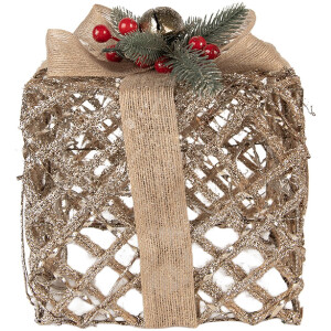 Clayre & Eef 66308 Decorazione Regalo LED Set da 3 Dorato