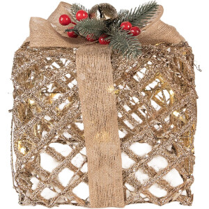 Clayre & Eef 66308 Decorazione Regalo LED Set da 3 Dorato