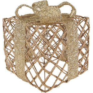 Clayre & Eef 66311 Decorazione Regalo LED Set da 3 Dorato