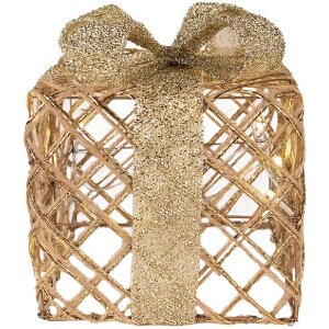 Clayre & Eef 66311 Decorazione Regalo LED Set da 3 Dorato