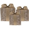 Clayre & Eef 66312 Decorazione Regalo LED Set da 3 Color Oro