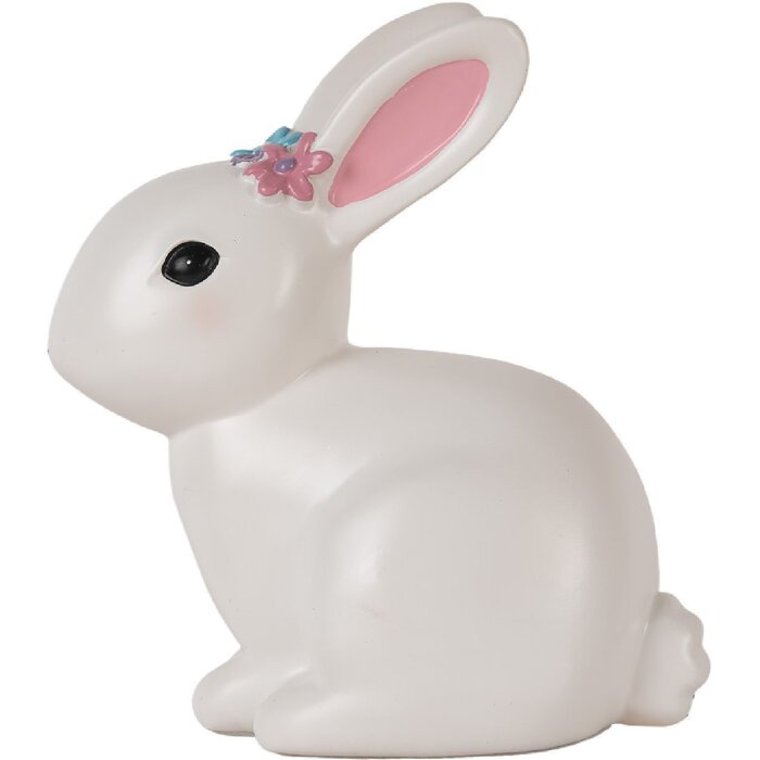 Luce notturna coniglio LED Clayre & Eef 6LMP805 21x13x22 cm Bianco-Rosa